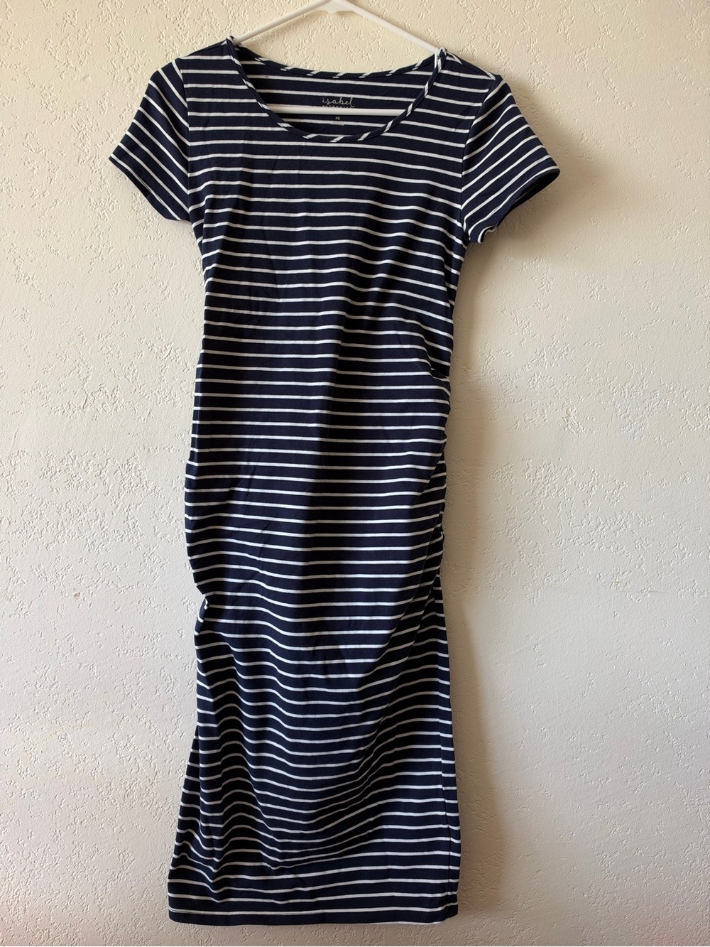 Isabel Maternity by Ingrid & Isabel Navy and White Striped Midi Dress